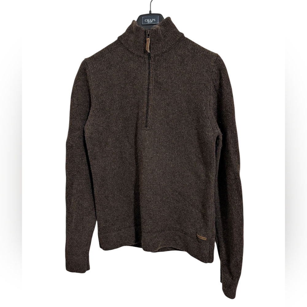 Eastern Mountain Sports Wool Blend Dark Brown Knit Half Zip Sweater Men's Large